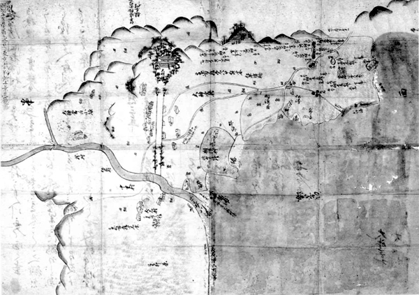 相浜村・大神宮村・犬石村巴川舟入論裁許絵図 承応3年(1654)