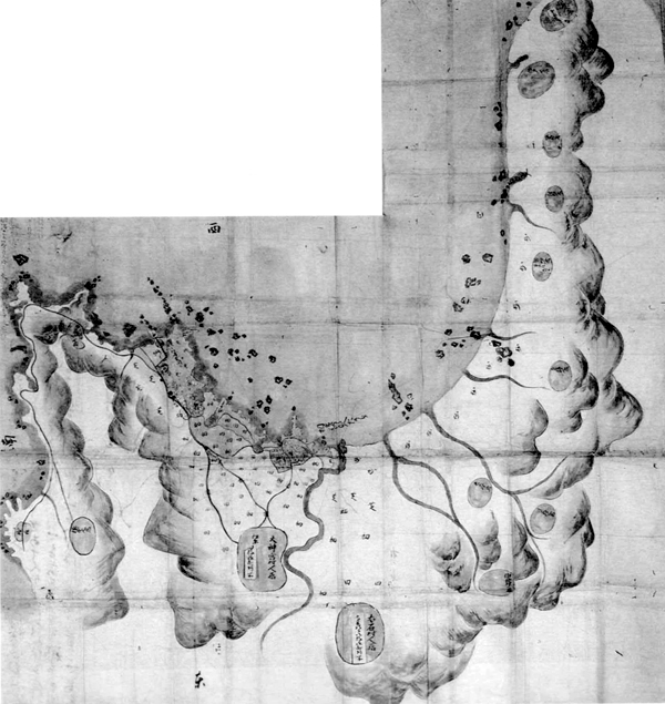 相浜村・大神宮村・犬石村巴川舟入論裁許絵図　承応3年（1654）
