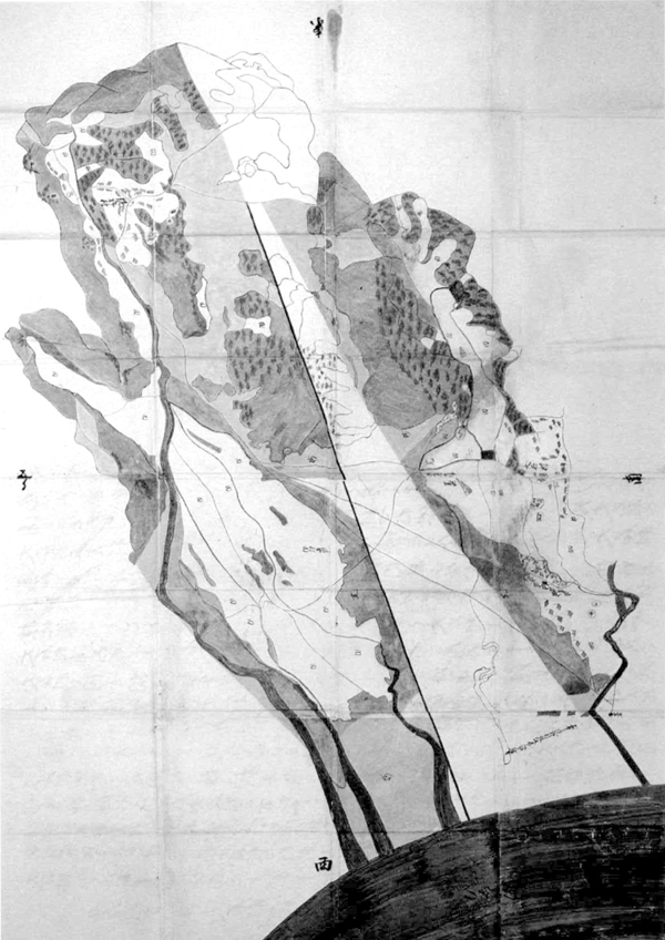 佐野村・犬石村境論裁許絵図 宝永7年(1710)