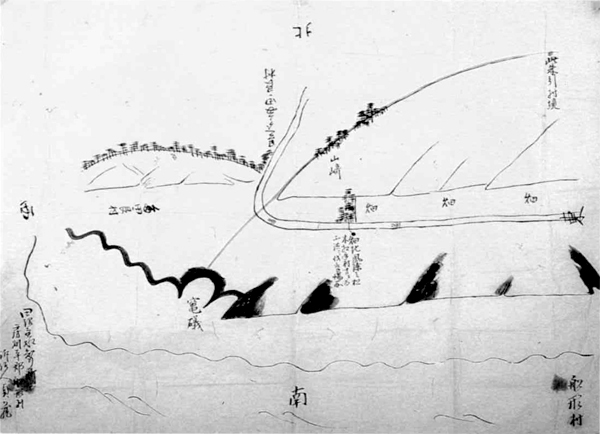 船形村・多田良村境論絵図 天保10年(1839)