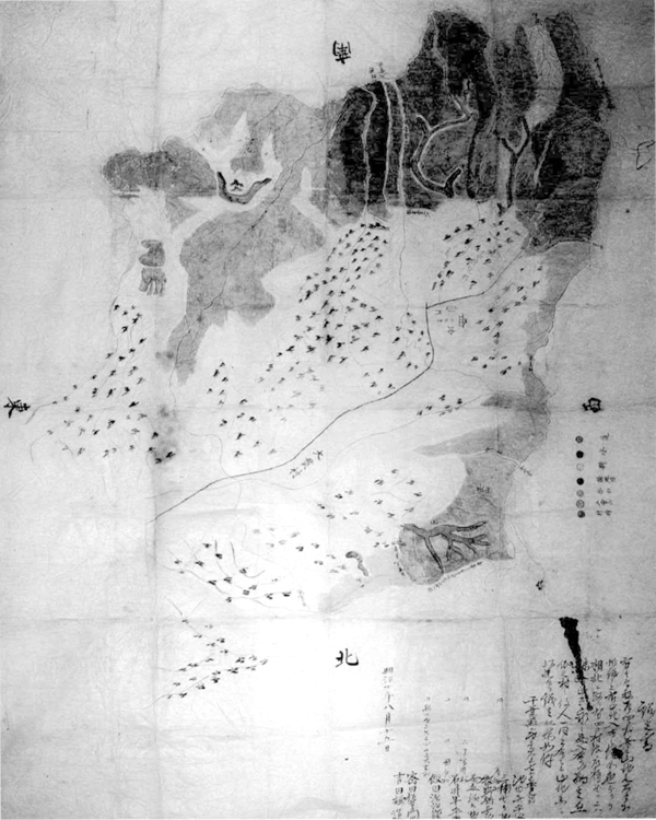 広瀬村・腰越村・国分村・高井村四カ村入会約定絵図