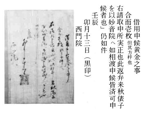 里見義康借金証文・西門院蔵