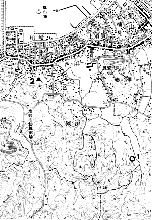 1＝つとるば遺跡　　2＝大寺山洞窟
