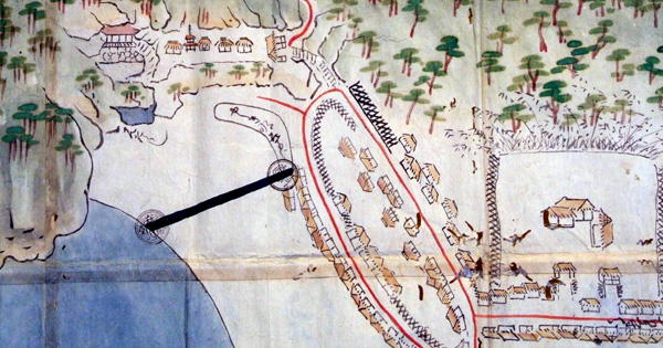 36.那古寺境内図(那古寺領那古東領境論裁許絵図部分) 寛文12年(1672)