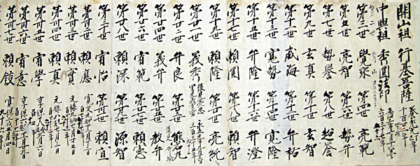 39.那古寺歴代書上 天保8年(1837)