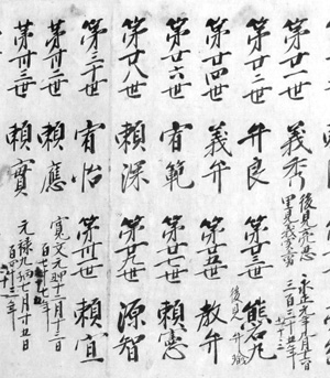 39.那古寺歴代書上(部分) 天保8年(1837)写