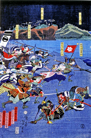 里見八犬伝之内葛飾合戦（部分） 歌川芳年画