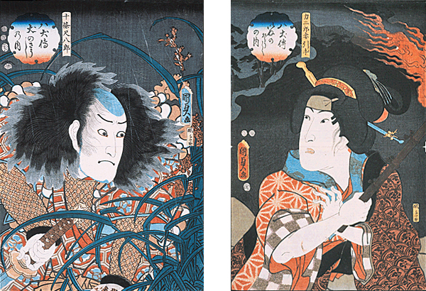 左：十条尺八郎<br /> 右：カニ郎妻引手