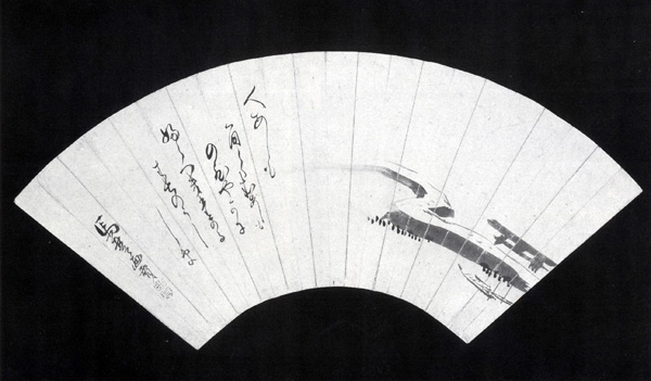 曲亭馬琴画賛「春の牛島」扇面