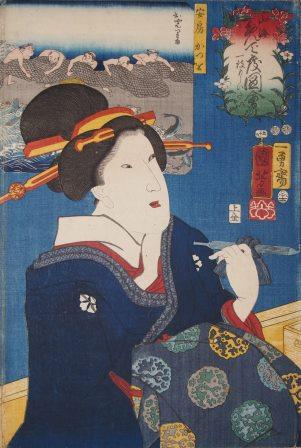 27.歌川国芳画「山海めで度{た}い図会{ずえ}一枝{ひとえだ}もらいたい 安房かつを」</br> 嘉永5年(1852年) 当館蔵