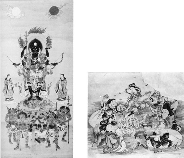 左：66　庚申待青金剛図　　館山市沼　川名桂氏<br /> 右：68　七福神図下絵　　館山市大賀　安藤紀明氏