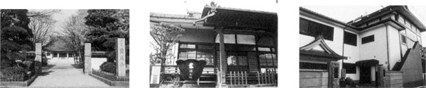 左:霊巖寺本堂 中:雄松院(開山堂)本堂 右:勢至院本堂
