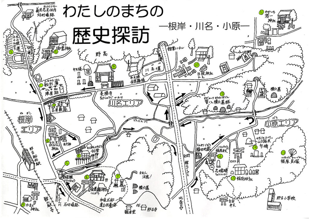 根岸・川名・小原 文化財マップ